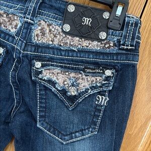 Miss Me Women's Blue Jeans with Sequin Detail